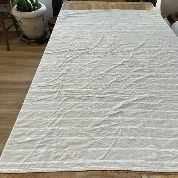 Threshold Shower Curtain Beige & White Striped 100% Cotton 67" x 68.5" - Picture 1 of 11